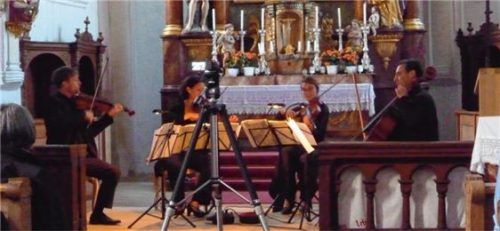 Das Diogenes-Quartett in der Kirche St. Leonhard in Nußdorf. Foto  Füchtner
