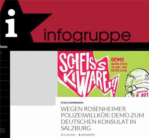 So wurde die Teilnahme an einer Demonstration in Salzburg beworben, die auch Protest gegen die „Rosenheimer Polizeiwillkür“ zum Ausdruck bringen sollte.Foto re