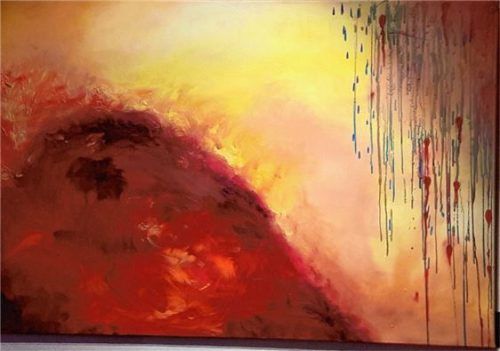 „Leidenschaft“ nennt Martin Ottenloher dieses 80 mal 120 Zentimeter großes Ölbild, das neben 15 seiner Werke im Rosenheimer „Arte & vino“ derzeit zu sehen ist. Heuser