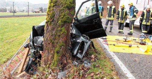 Gestern Mittag: Ein 50-jähriger Mann fuhr frontal gegen diesen Baum. Er war sofort tot. Fotos reisner