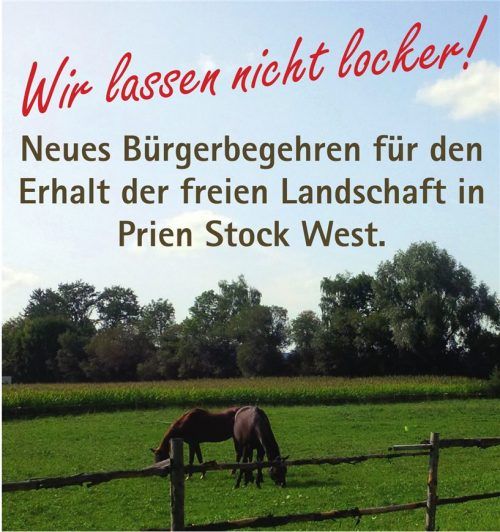 Mit diesem Plakat werben die Gegner der Jugendherberge am neuen Standort an der Osternacher Straße für ihr Anliegen. Das fragliche Grundstück ist seit vielen Jahren verpachtet und dient als Pferdeweide. Foto  re