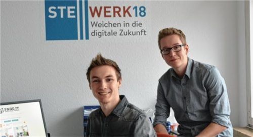 Page-it-Gründer: Alexander Gebhardt und Christian Patzner in ihrem Büro im digitalen Gründerzentrum. Foto sen