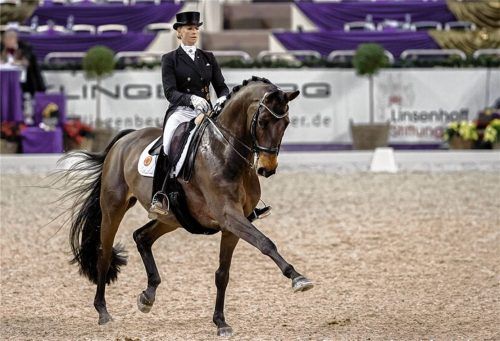 Mit der zehnjährigen Trakehnerstute Dalera BB setzte sich von Bredow-Werndl klar an die Spitze und feierte mit 76,720 Prozent den Sieg in der wichtigsten deutschen Serie für Grand Prix-Nachwuchspferde.