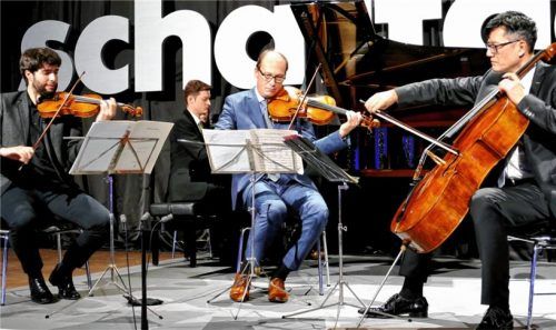 Thomas Reif, Christoph Declara, Johannes Erkes und Wen-Sinn Yang (von links) bildeten ein spontanes Klavierquartett. Foto  janka