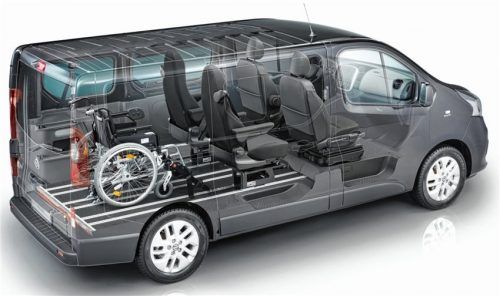 Auch für Personen mit Handicap bietet das Schienensystem flexible Lösungen für den sicheren Transport. Fotos  Nissan