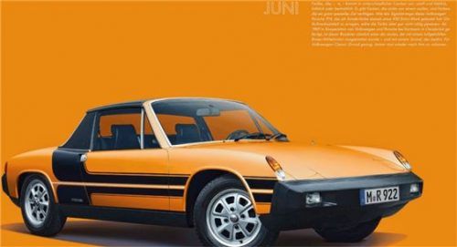 Orange war früher der Renner, heute die Ausnahme – Kalender von Volkswagen Classic 2011 mit Volkswagen Porsche 914. Foto  Auto-Medienportal.Net/Volkswagen Classic