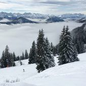 Blick von der Zugspitze bis zur Birkkarspitze