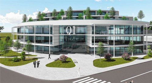 Ein Blick in die Zukunft des OVB: So sehen die Planungen zum neuen Medienzentrum in der Aisingerwies in Rosenheim aus.GRAFIK Büro Schleburg