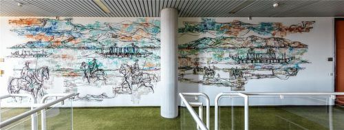 Die Innschifffahrt ist Thema auf diesem Wandgemälde in „Haus 7“.Fotos Karl Kempf