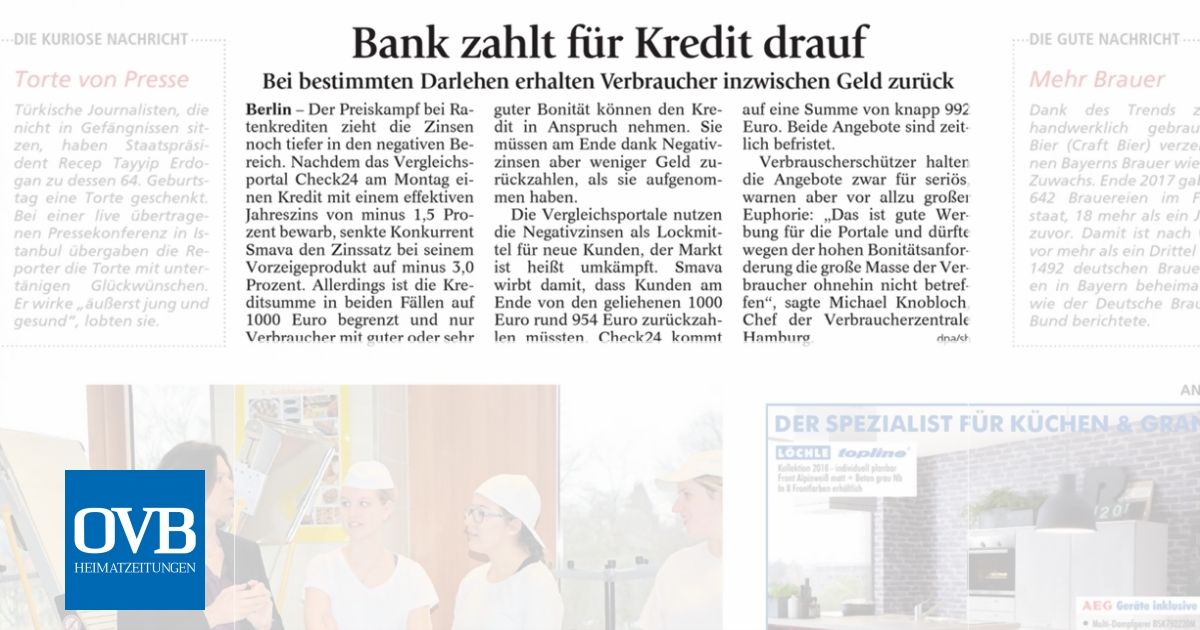 Bank Zahlt Fur Kredit Drauf Ovb Heimatzeitungen