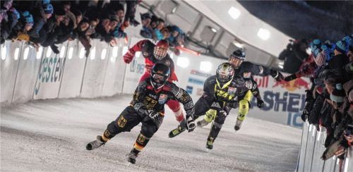 Der Rosenheimer Luca Engler (vorne) beim Halbfinallauf in Edmonton.