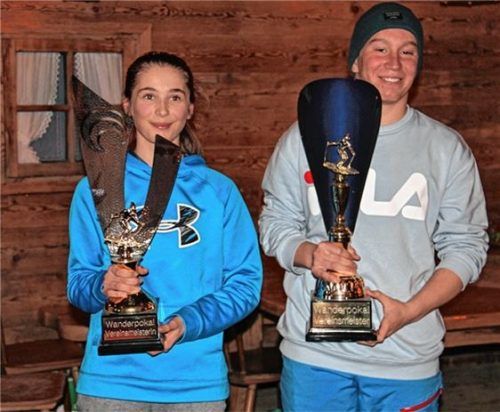 Die neuen Skivereinsmeister des TuS Raubling: Carolin Rettenwender und Severin Ring.Foto re