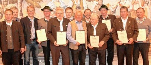Florian Geyer, Sebastian Schwaiger, Bürgermeister Matthias Jokisch, Peter Zagg, Hartmut Dippel, Siegfried Huber, Siegrid Maurer, Martin Buchberger, Martin Holzner, Hans Georg Kern, Eugen Grimm und Hans Irlbeck (von links).Foto re