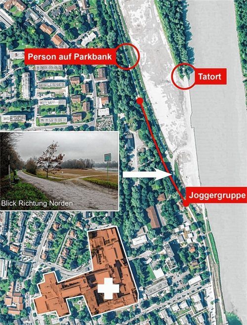 Mit dieser Grafik suchte die Kriminalpolizei im Nachgang der Vergewaltigung im November 2015 am Inndamm in Rosenheim nach Zeugen. Polizei