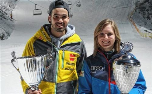Neue und alte Vereinsmeister des WSV Oberaudorf bei den alpinen Meisterschaften: Johannes Hirnböck und Kathrin Heumann.Foto  lotter
