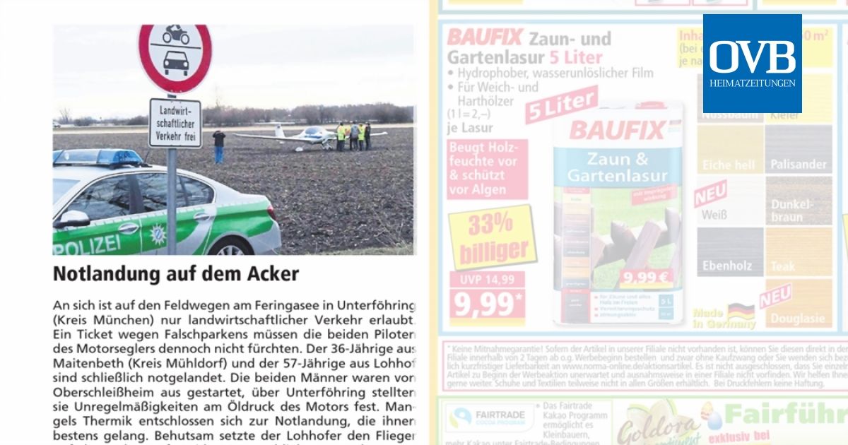 Notlandung Auf Dem Acker Ovb Heimatzeitungen