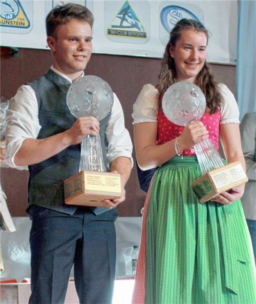 Die Gesamtsieger Simon Pfaffinger (links) vom WSV Reit im Winkl und Lisa Zinecker, SV Oberteisendorf. FOTO HUBER