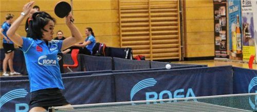 Jia Liu, die erstmals in dieser Saison für den SV DJK Kolbermoor zum Einsatz kam, sorgte mit dem Fünf-Satz-Erfolg gegen Aimei Wang für den erlösenden sechsten Zähler. Foto  Erlich