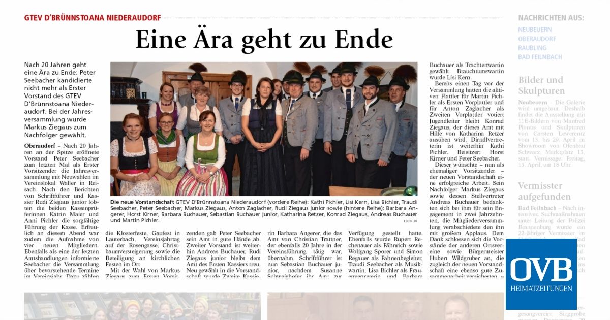 Eine Ära geht zu Ende OVB Heimatzeitungen