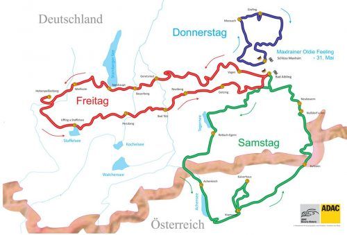 Die 31. ADAC Bavaria Historic führt über 600 Kilometer durch das Voralpenland.  ADAC