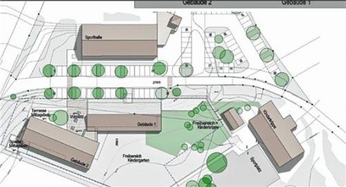 Draufsicht auf den Vorentwurf Kindergarten Samerberg.