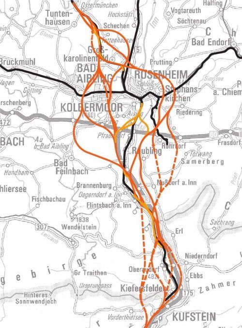 Die neuen Grobtrassen der Bahn, über die nun diskutiert werden soll.Bahn
