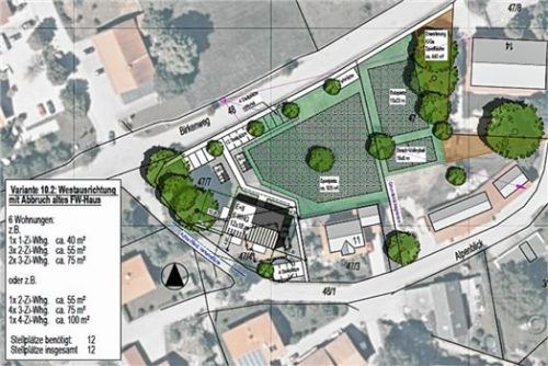 Diese Variante sieht sechs bis sieben Wohnungen vor, wobei es Kritik an den Wohnungsgrößen gab.