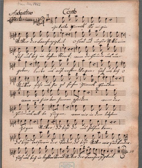 Wird noch heute in Aschau gesungen: Das Marienlied „Gekrönte Himmelskönigin“, eine Komposition des Müllner-Peter. Foto Bayerische Staatsbibliothek