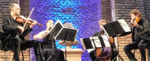 Das Signum Quartett musizierte im unvollendeten Treppenhaus. Foto Füchtner
