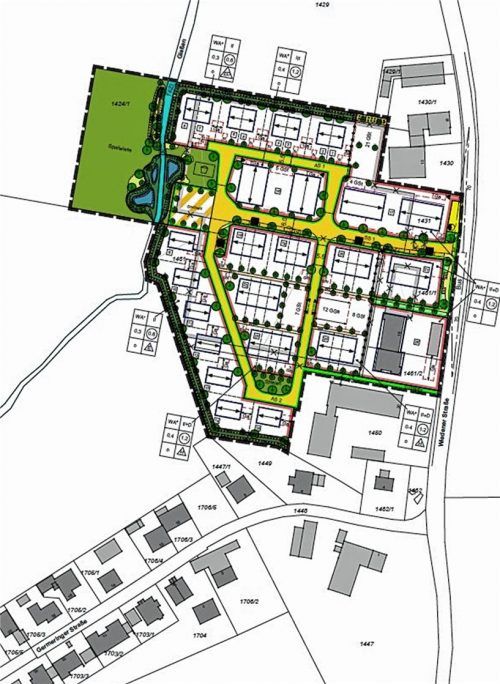 So sehen die Planungen für das neue Baugebiet in Mühlstätt aus. Die Anlieger brachten zahlreiche Kritikpunkte vor.