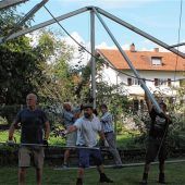Aufbau für das Jubiläumsfest am Siedlerplatz hat begonnen