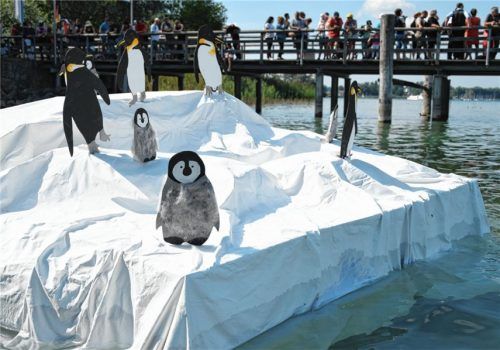 Für Aufmerksamkeit sorgten Greenpeace-Aktivisten auf Herrenchiemsee. Foto Arnoldt