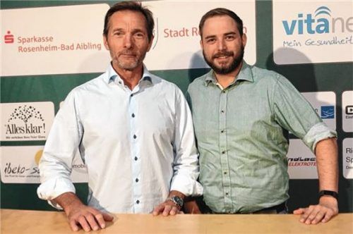 Rick Boehm (links, mit Starbulls-Vorstand Marcus Thaller) wird neuer Nachwuchstrainer in Rosenheim.