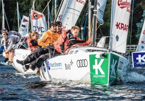 Das CYC-Team auf dem Wannsee: Maximilian Posner, Moritz Fricke, Lenzi Huber, Carla Gerlach (vom Bug zum Heck). Foto Wehrmann