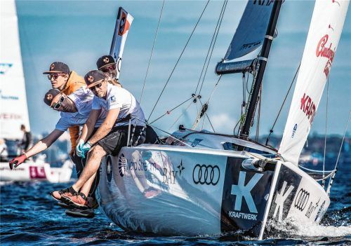 Das CYC-Team auf der Kieler Förde: Uli Bauer, Markus Ostermair, Florian Lautenschlager, Markus Reger (vom Bug zum Heck).Foto Wehrmann
