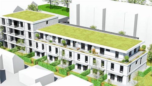 Das Schaubild vermittelt einen Eindruck, wie die geplante Bebauung durch die Stadtbau GmbH in der Porschestraße aussehen könnte.  Stadt/Stadtbau