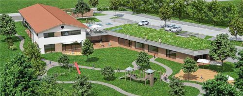 Diese Visualisierung zeigt die Planung für den Samerberger Kindergarten. Foto Architekturbüro Würfel