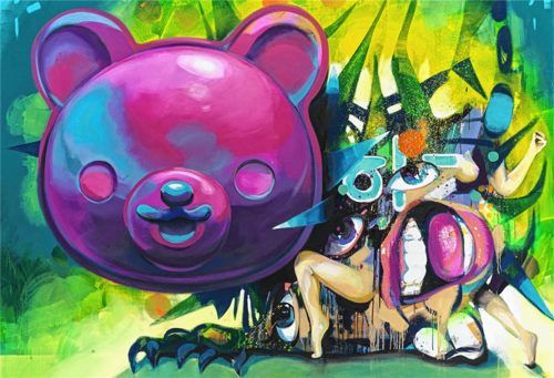 „Monster“ von Marc Taschowsky: Bunte, fantasievolle Bilderwelten sind die Sache des Malers. Foto Hesse