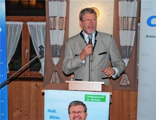 Umweltminister Dr. Marcel Huber bei seiner Rede in Sterneck. Foto  sb