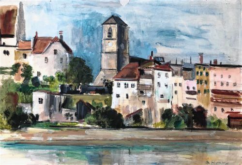 „Wasserburg am Inn – Blick von der Innleite aus“, Aquarell von Otto Geigenberger. Foto giesen