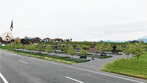 Wenn der neue Rewe-Markt in den Untergrund geht, kann der Riederinger „Schlittenberg“ erhalten bleiben, stellten die Planer vor.Guggenbichler+Wagenstaller