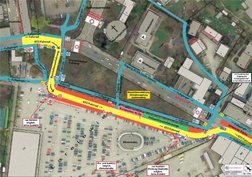 Zur Orientierung: So wird der Verkehr im Bereich rund um die Loretowiese ab Montag geregelt. STadt Rosenheim/OVB
