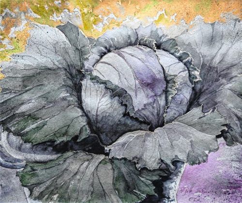 Brigitte Schindler ist mit dem Aquarell „Blaukraut“ vertreten.