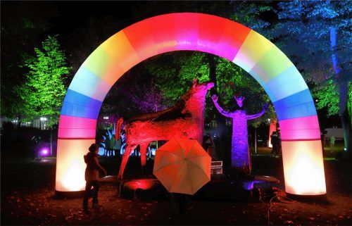 Fantasievolle Lichtinstallationen sind am Freitag in der Rosenheimer Innenstadt an vielen Orten zu entdecken.Fotos re