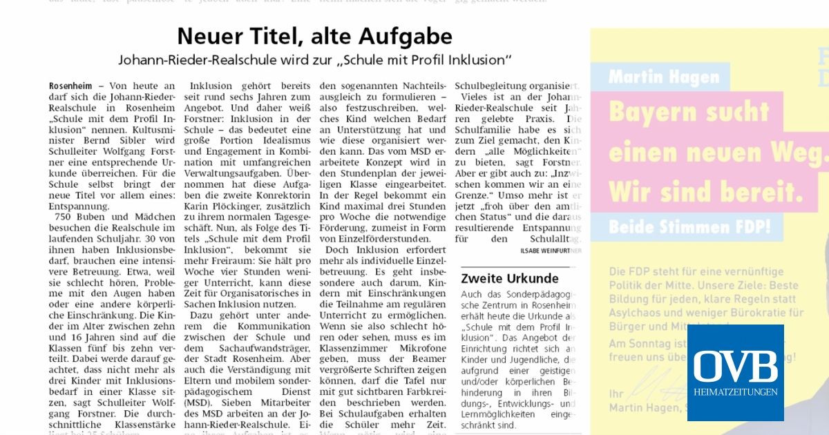 Neuer Titel Alte Aufgabe OVB Heimatzeitungen