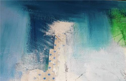 Viel Raum zur eigenen Interpretation lassen die Kompositionen von Annette Krischer-Bacher, die noch bis 18. November im Roten Schulhaus in Schloßberg zu sehen sind.Foto re