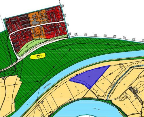 Gleich neben dem Innkanal, auf der lilafarbenen Fläche, ist das neue Tierheim geplant.Foto  GIS/STadt