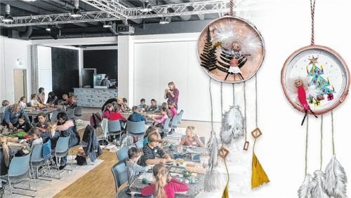 Kleine Kunstwerke entstehen beim Weihnachtsbasteln im OVB-Medienzentrum.