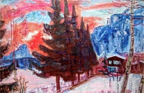 Maria Caspar-Filser: „Wintermorgen mit Morgenrot“, Öl auf Leinwand, 1938.Foto VG Bild-Kunst Bonn