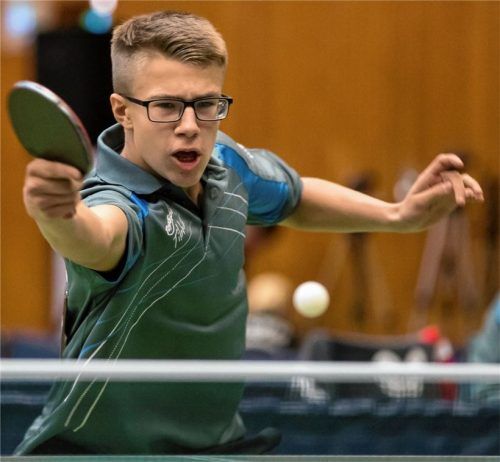 Mike Hollo vom TuS Fürstenfeldbruck darf aufgrund einer Sondergenehmigung des Tischtennis-Bundes (DTTB) als Schüler im U18-Bereich starten. Foto steinbrenner